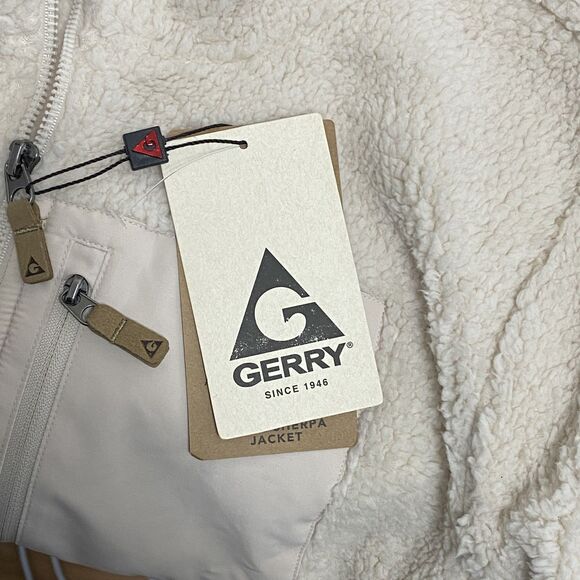 Gerry Sherpa Fleece Jacket Cream Full Zip Outdoor Lightweight Sz M - Picture 7 of 14